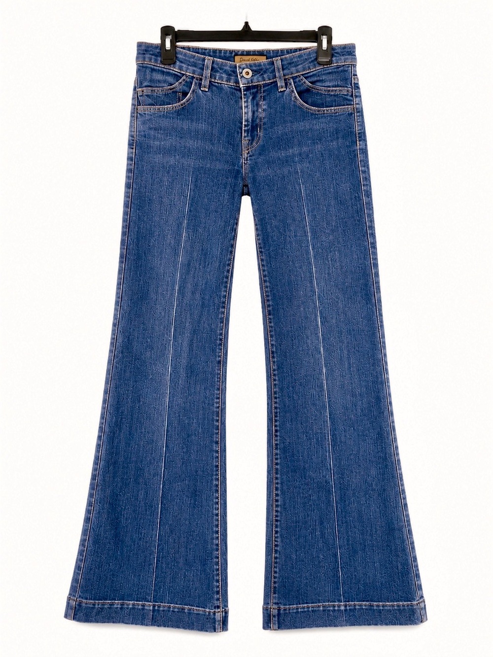 Vintage David Kahn Flare Jeans Y2K Low Rise Stretch Dark Wash Boho 25